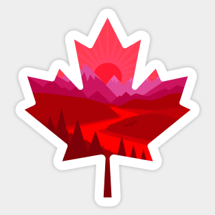 Oh Canada – Great Outdoors Beautiful Landscape Sunset Maple Leaf Sticker